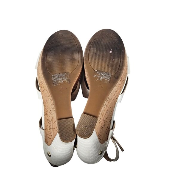 Guess Harlea White Snake Skin Embossed Cork Wedge Heels Size 10 - Picture 5 of 5